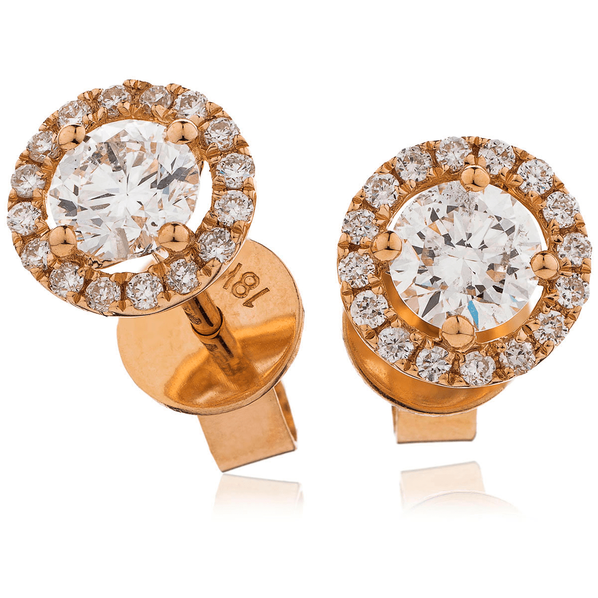 18KT Rose Gold Diamond Halo Set Earrings